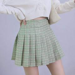 High Waist A-line Student Plaid Pleated Skirts Dance Mini Skirts