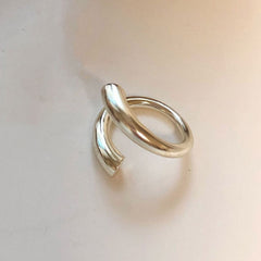 Silver Color Minimalist Irregular Twined Finger Rings