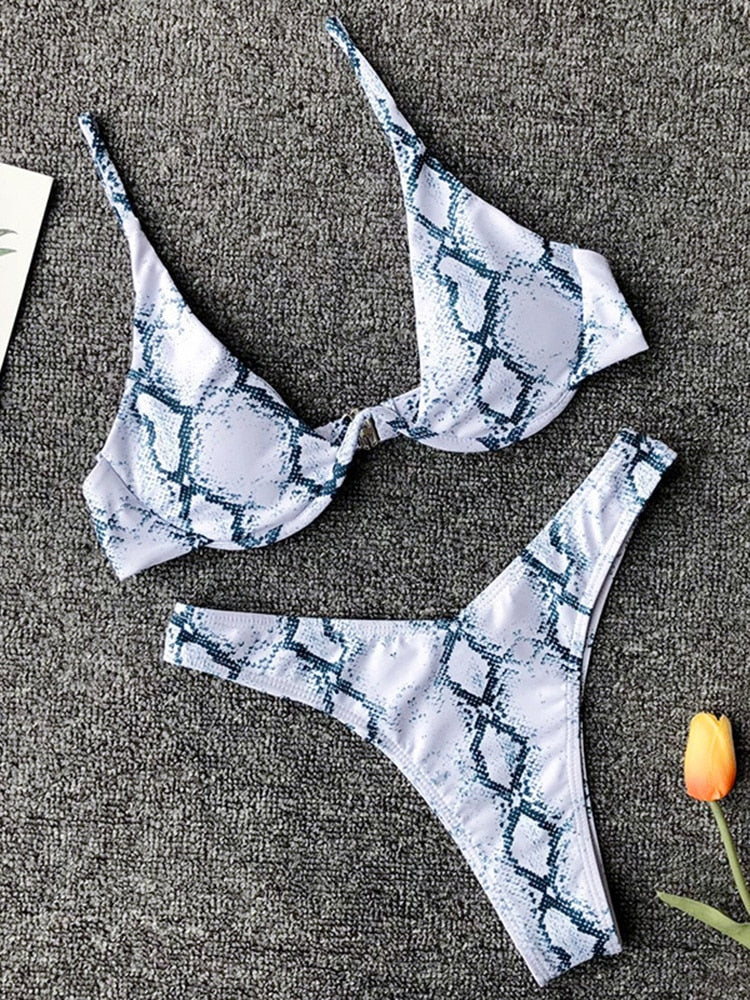 Solara V-Bar Underwire Ribbed Bikini Two-piece