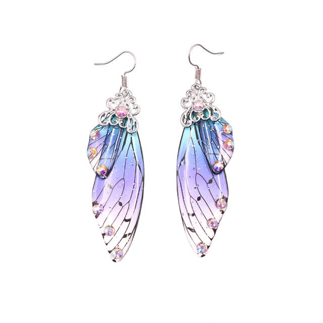 Elowen Butterfly Wing Rhinestone Drop Earrings
