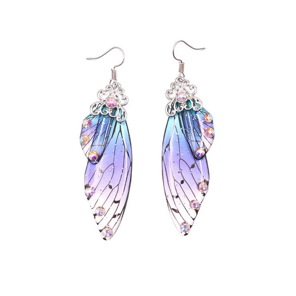 Elowen Butterfly Wing Rhinestone Drop Earrings