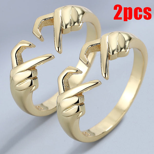 Amelia's Love Connection: Romantic Heart Double Gesture Rings