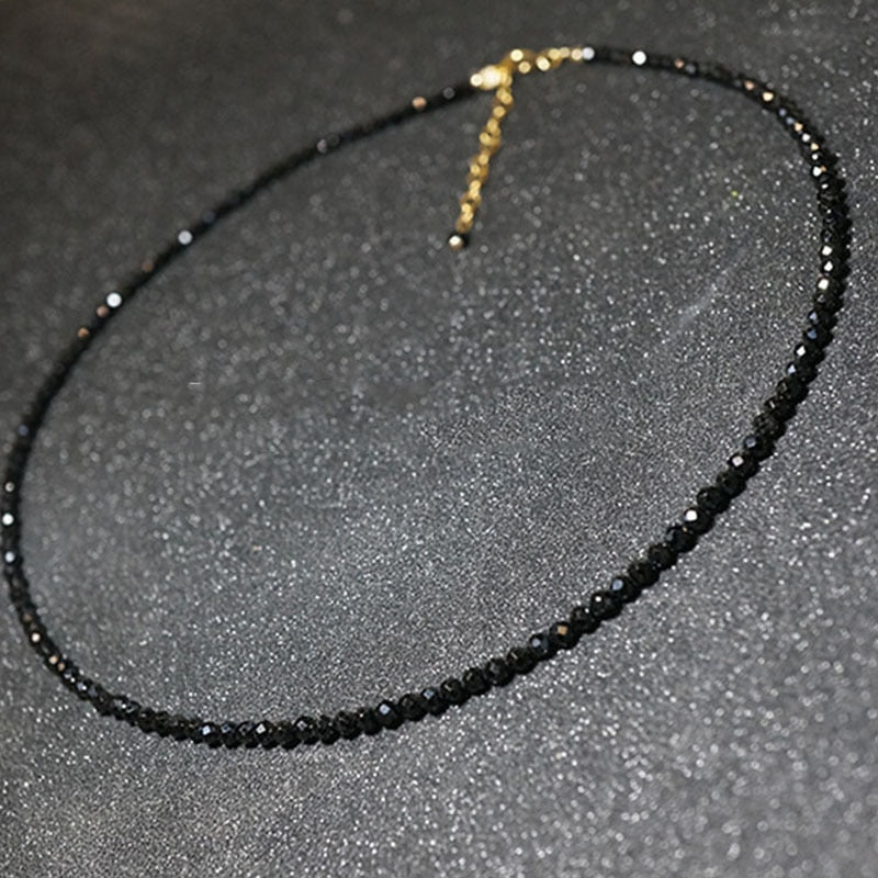 Simple Black Beads Short Necklace
