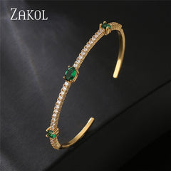 Fashion Cuff Green Crystal Bangles Bracelets