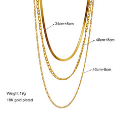 Gold Color 3 Chains Necklace
