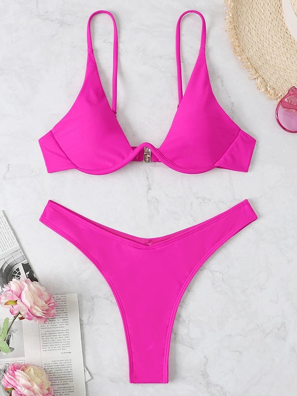 Solara V-Bar Underwire Ribbed Bikini Two-piece