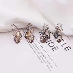 Fairy Gradient Blue Color Resin Butterfly Wings Drop Dangle Earrings