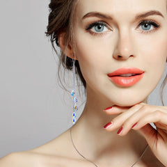 2023 Fashion Crystal Earrings Tassel Temperament Water Drop Earrings for Women Elegant Bridal Wedding Engagement Jewelry Gift