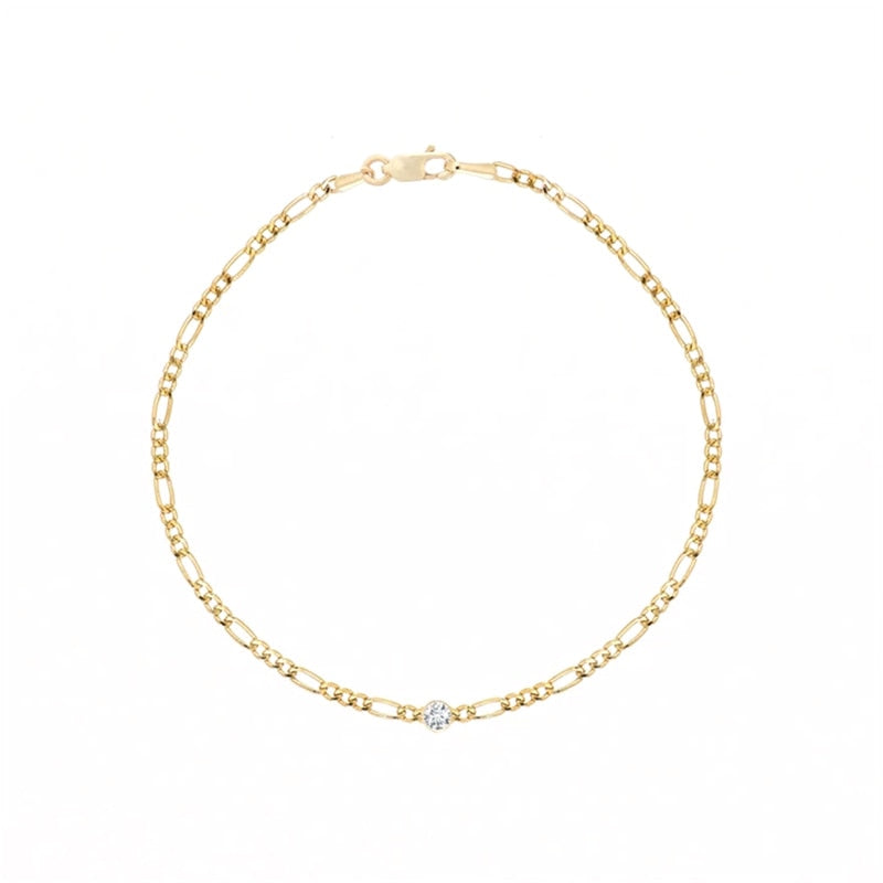 Gold Figaro Chain with Colored Crystal Stone Bracelets