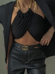 Chic Halter Chain Crop Top