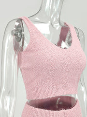 NewAsia Fluffy Two Piece Set Lounge Sexy 2 Piece Set Women Sweater knit Set Tank Top And Pants Casual Homewear Outfits Home Suit