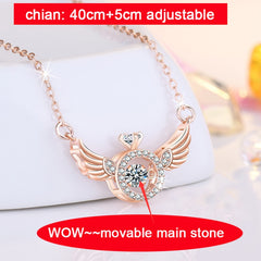 2023 New Design Angel Wings Necklace with Crystals Sweet Jewelry Gift for Women Girls Girlfriend