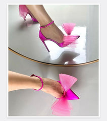 Big Butterfly-Knot Sandals High Heels Pumps Pointed Shoes Stiletto Shoe