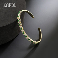 Fashion Cuff Green Crystal Bangles Bracelets