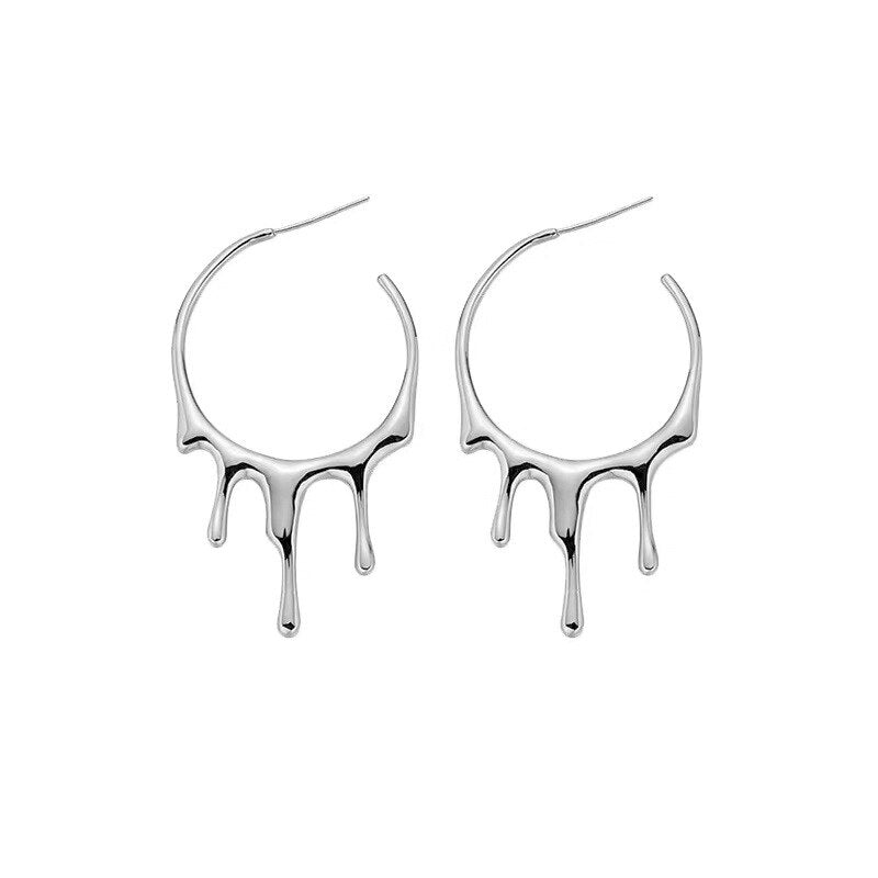 Lava Drop Shape Irregular Big Hoop Earrings