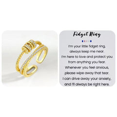 Enamel Beads Anxiety Ring With Card Colorful Adjustable Electrosilvering Fidget Ring Worry Stress Relief Stacking Finger Rings