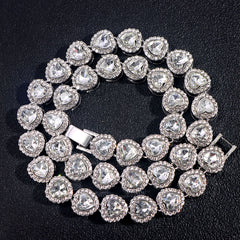 Iced Out Heart Shape Cuban Link Chain Necklace