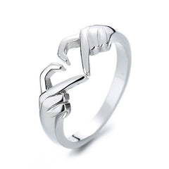 Amelia's Love Connection: Romantic Heart Double Gesture Rings