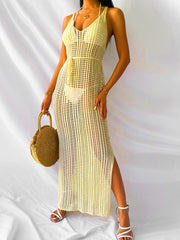 Samantha's Crochet Tunic Beach Dress with Slit Cover-up
