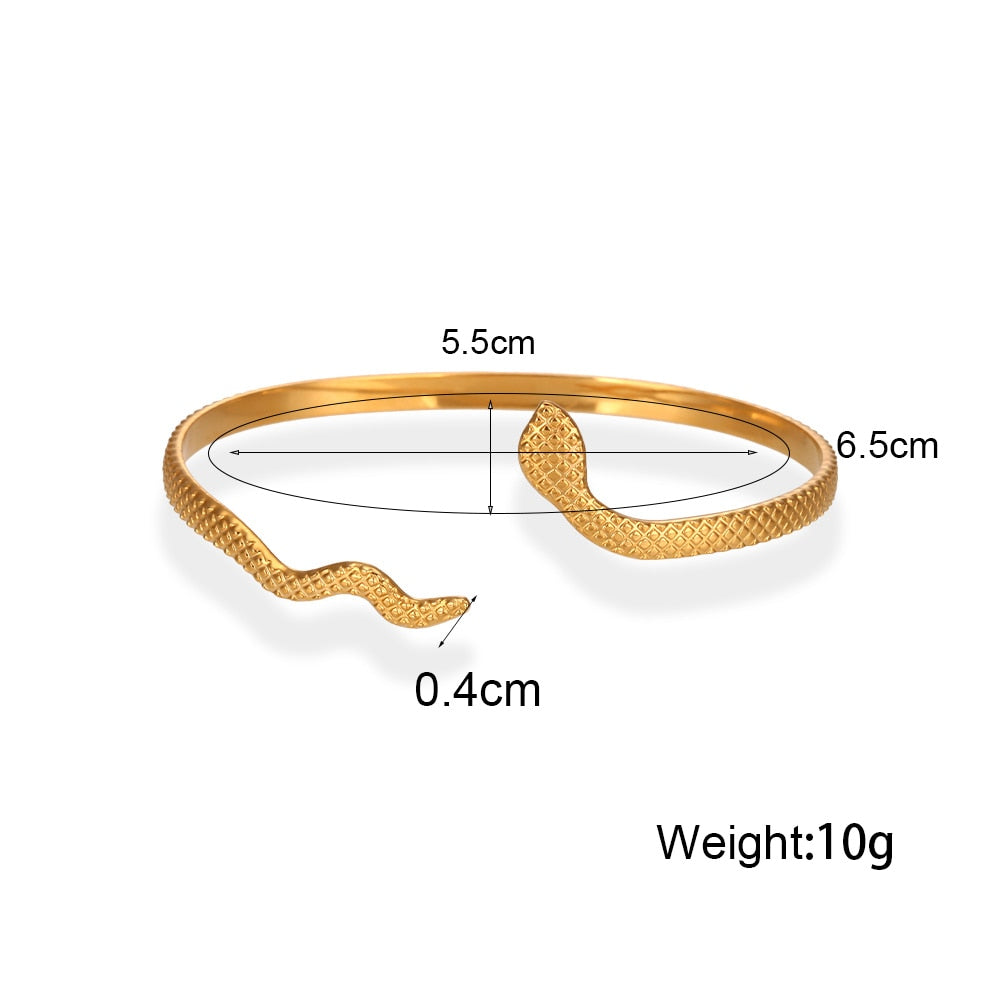 Stainless Steel Real Gold Plated Snake Gold Bangle Secondary image