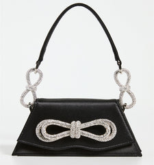 Rhinestones Double Bow shoulder Vintage Diamond small flap purse totes handbag