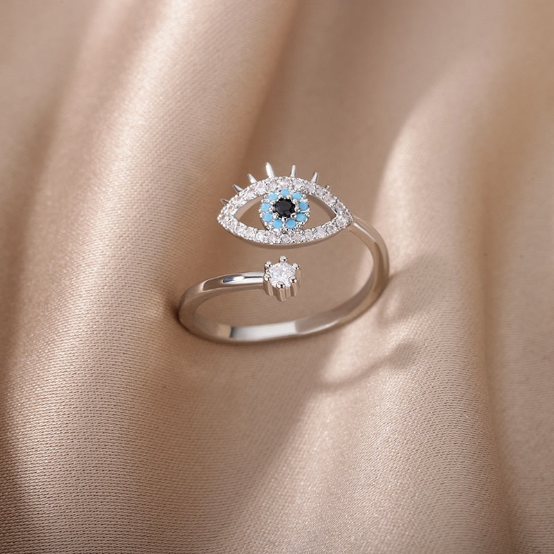 Safiya Lucky Evil Eye Stainless Steel Ring Collection
