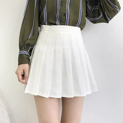 High Waist A-line Student Plaid Pleated Skirts Dance Mini Skirts