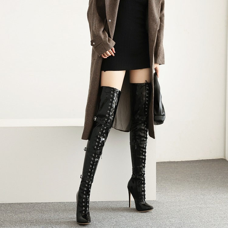 PU high heels over the knee boots thigh high boots