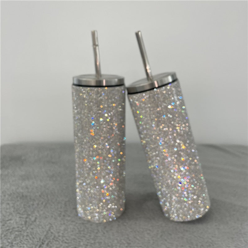 20oz Bling Diamond Thermos Bottle Coffee Cup with Straw Stainless Steel Water Bottle Tumblers Mug Girl Women Gift Main image