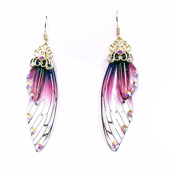 Elowen Butterfly Wing Rhinestone Drop Earrings