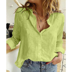 Button Lapel Cardigan Top Loose Long Sleeve Oversized Blouse