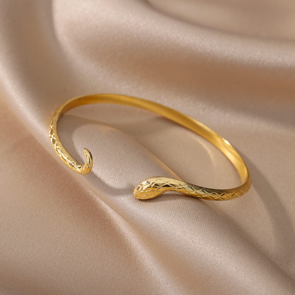Stainless Steel Snake Bracelet Bangle For Women Open Adjustable Gold Color Animal Snake Bracelets Luxury Jewelry Mother Day Gift