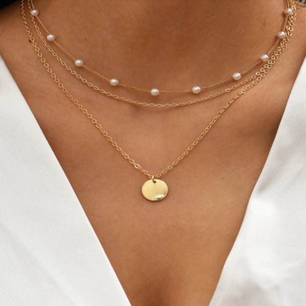 Round Charm Layered Necklace