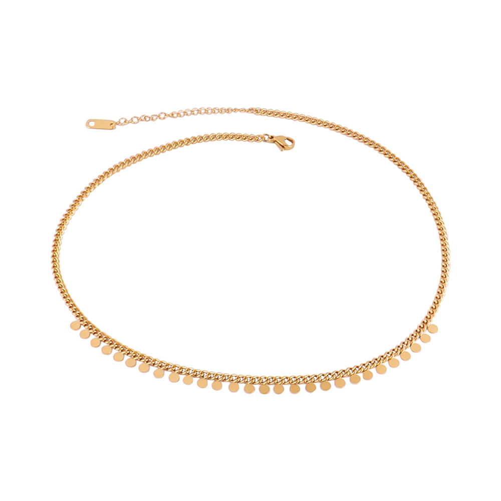Round Geometric Pendant Necklace Choker