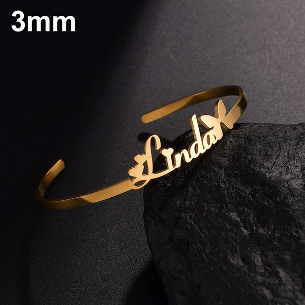 20 Styles Fashion Customized Name Bracelets Letter Stainless Steel Personalized Bangles For Women Men Baby Wedding  Jewelry Gift