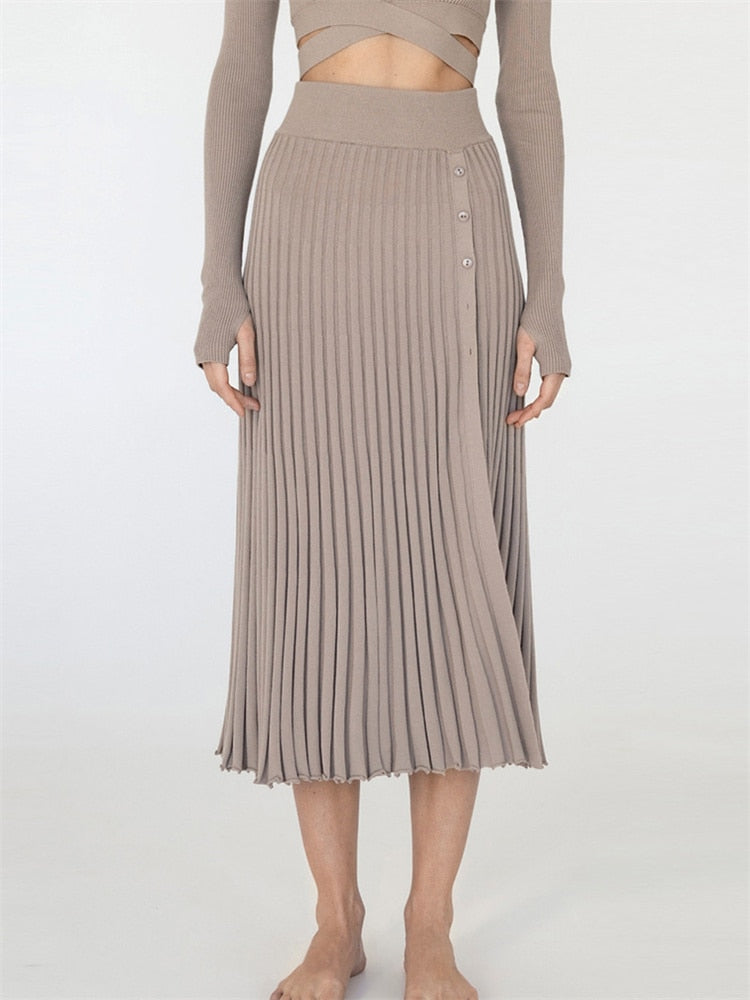 Odette Ribbed Knit Crop Top & Pleated Skirt Collection