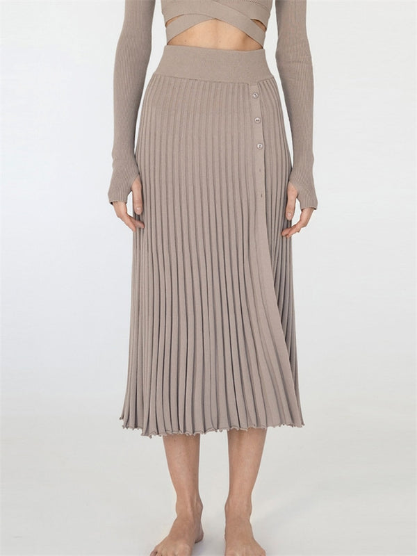 Odette Ribbed Knit Crop Top & Pleated Skirt Collection