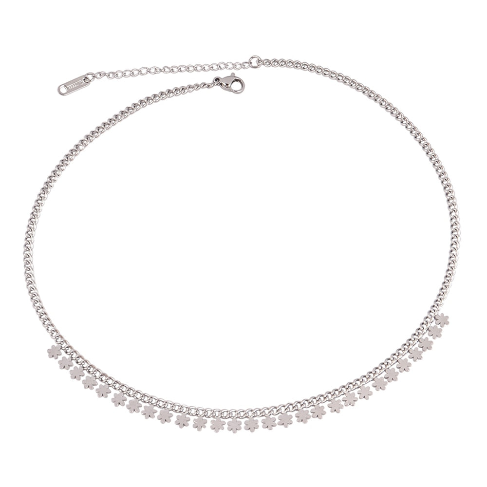 Round Geometric Pendant Necklace Choker
