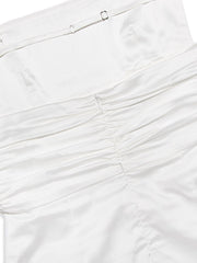 Karlofea Sexy Backless White Midi Dress Cocktail Celebrity Party Outfits Double Layered Satin Elegant Wedding Dresses For Women