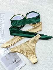 Green Gold Bikini - A Sexy Strapless Bandeau Swimwear