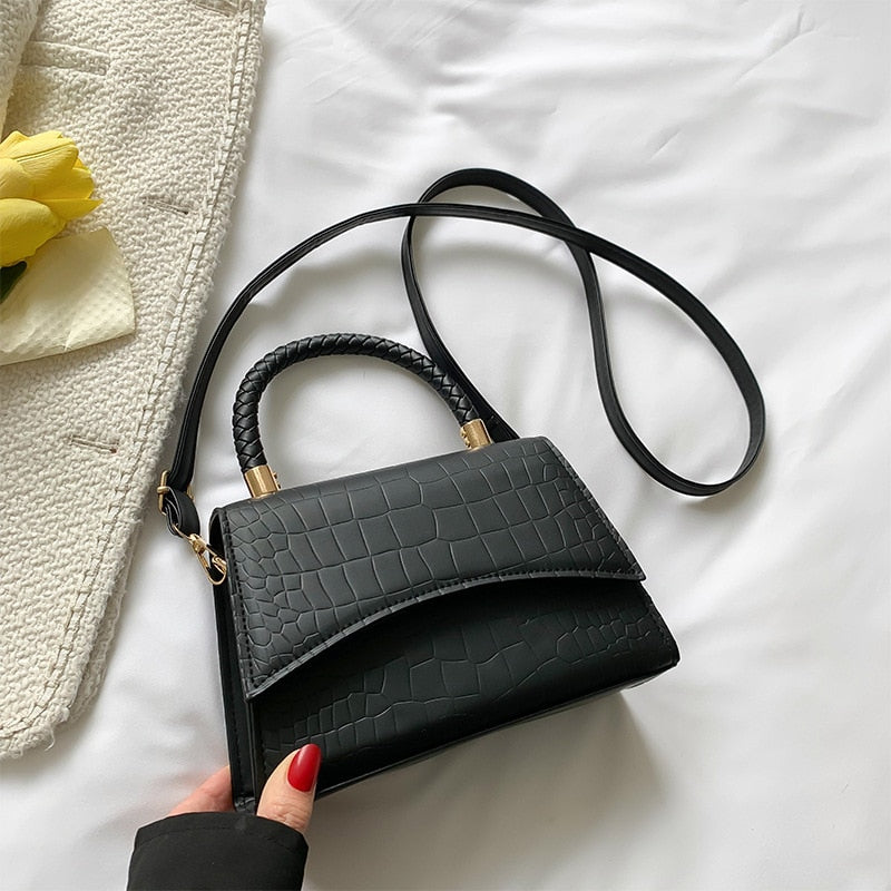 Solid Pu Leather Shoulder Handbags Top Handle Casual Crossbody Bags