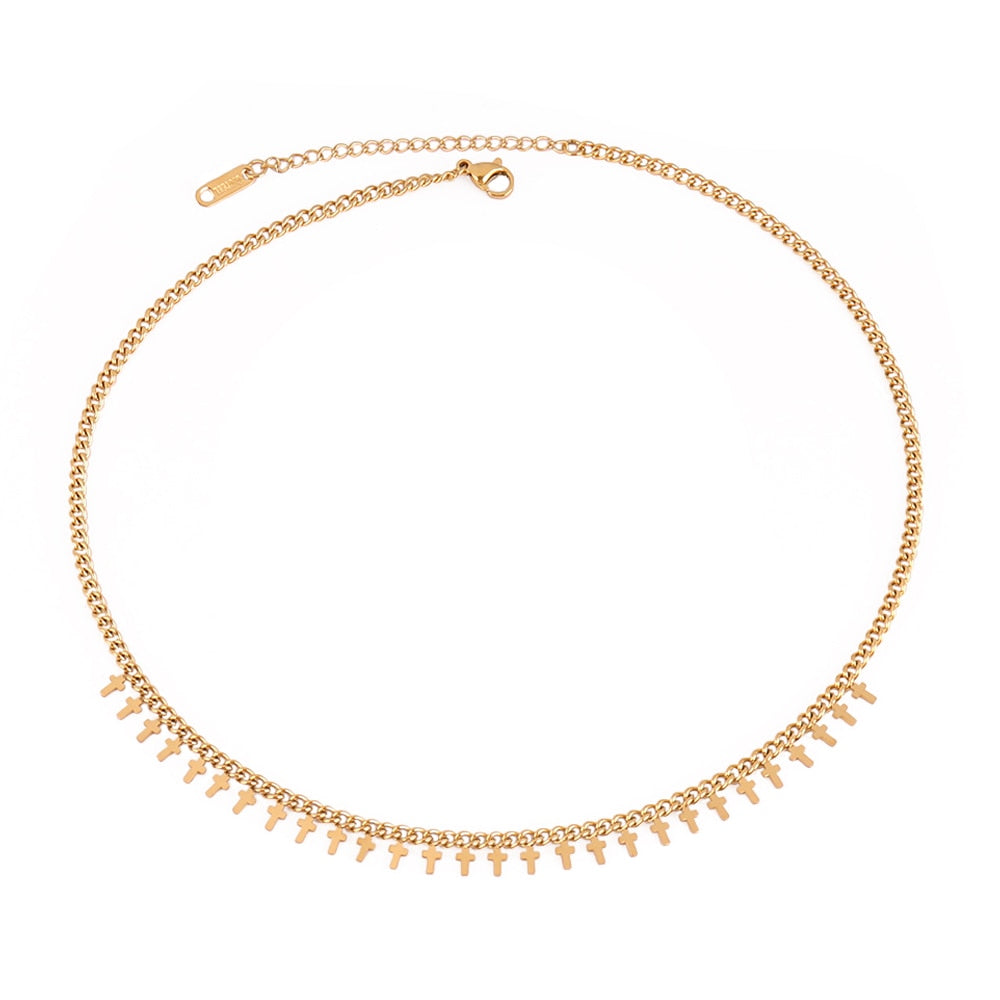 Round Geometric Pendant Necklace Choker