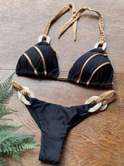 Bandeau Bikini Set Swimwear Women Sexy Thong Backless Bikini