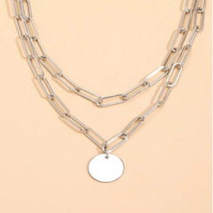 Round Charm Layered Necklace