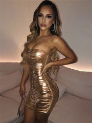 Jade Strapless Bronzing silver/Gold Mini Dress