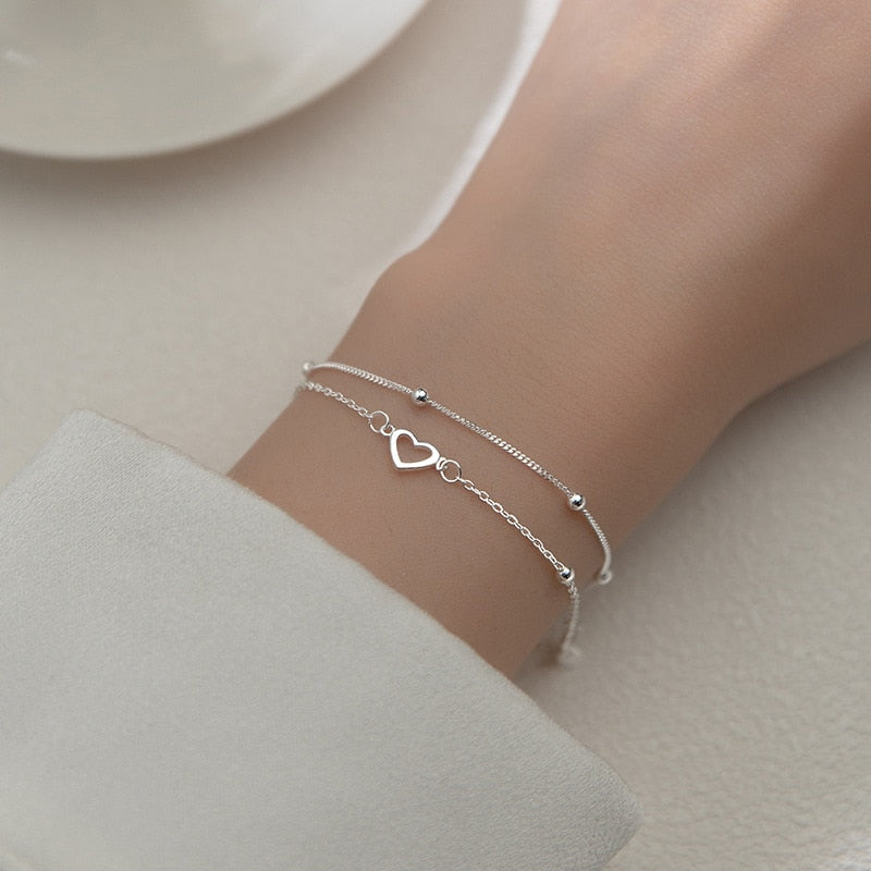 Silver Color Double-layer Sweet Love Bracelets