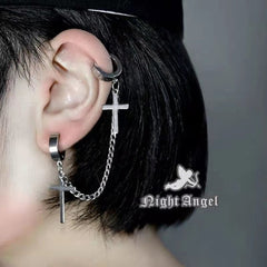 Hip Hop Korean Fashion Cross Earrings For Women Grunge Cross Ear Earrings серьги кресты Skeleton Crochet Punk Earrings Wholesale