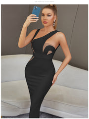 Backless White Midi Bodycon Bandage Dress Tank Sleeveless Elegant Evening Dress