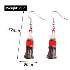 1Pair 3D Simulation Drink Bottle Cola Dangle Earrings Women Drop Earrings For Girls Handmade Party Jewelry Gifts