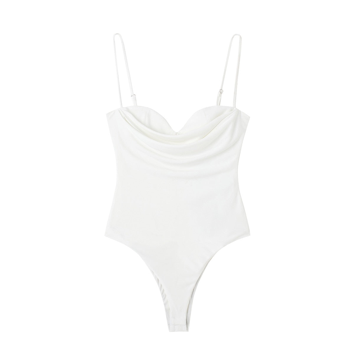 Bodysuits For Women 2022 Fashion Sweetheart Neck Draped Bodysuit Sleeveless Spaghetti Strap Skinny Night Out Sexy Bodysuit Tops